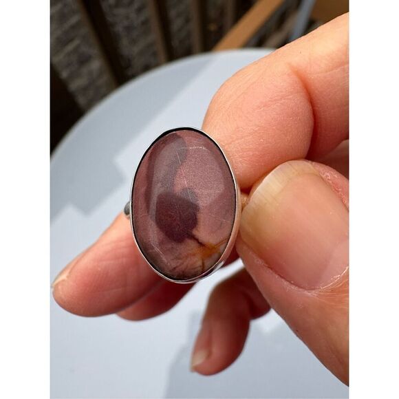 Ring, Chocolate Brown Agate & Sterling Silver Ring, size 7.5, NEW, Handmade - Picture 2 of 8